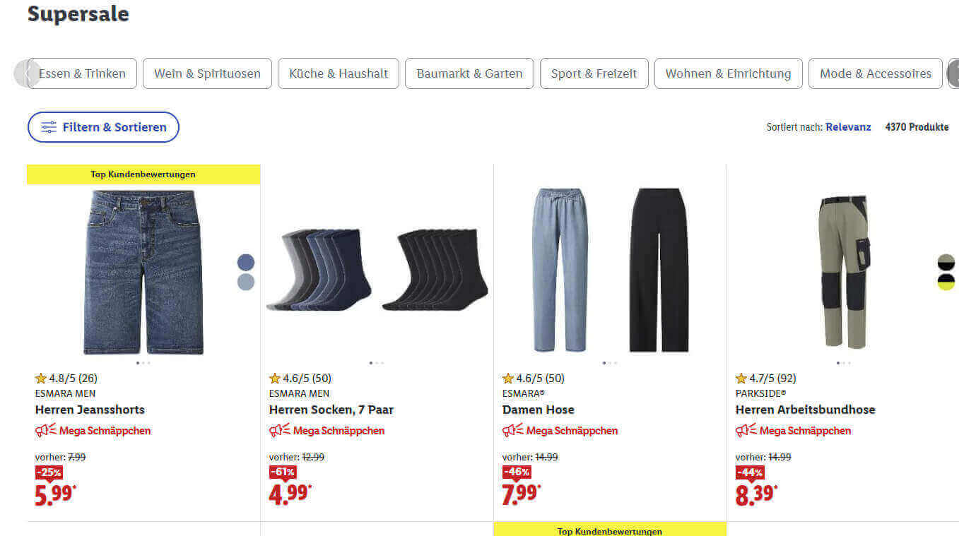 Sparwege im Lidl Online-Shop mit Supersale, Wochenangeboten und Newsletter