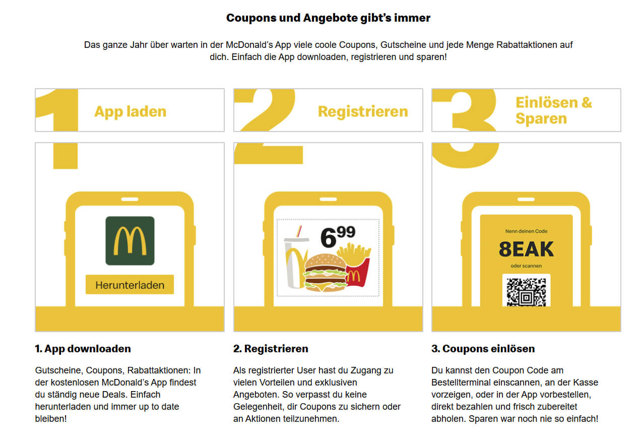 Vier Wege, einen McDonalds Gutschein einzulösen
