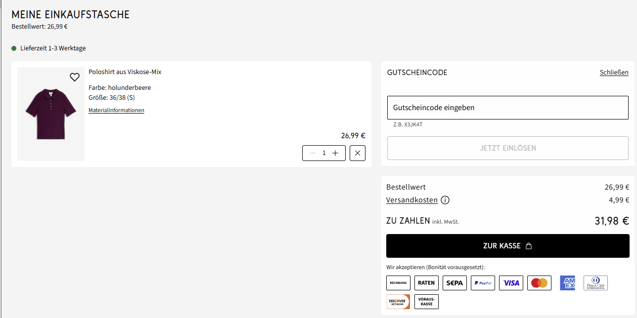 bonprix Gutschein während der Bestellung einlösen