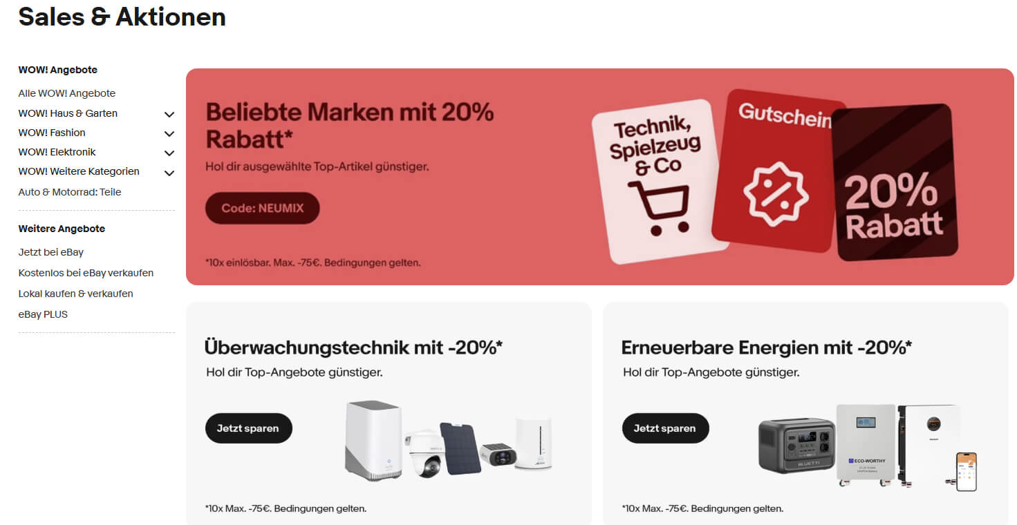 Sparoptionen bei eBay: WOW-Angebote, Auktionen, Restposten und eBay Plus im Überblick