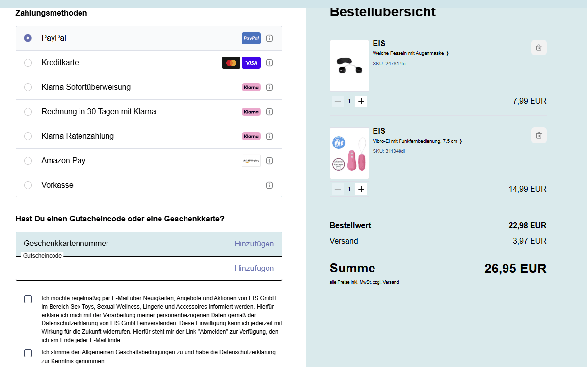 EIS.de Gutscheincode im Warenkorb einlösen