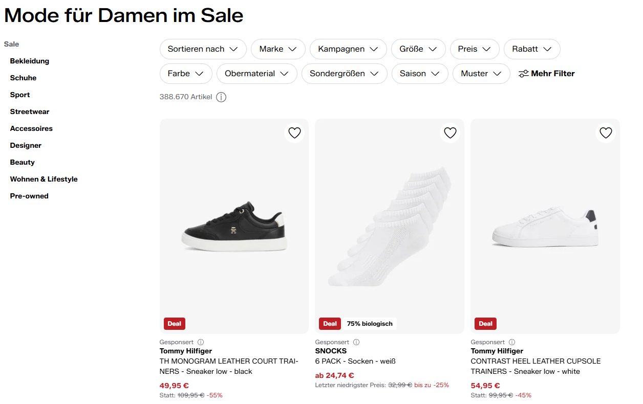 Vier Sparwege bei Zalando: Sale, Rabattaktionen, Newsletter und Gutscheincode